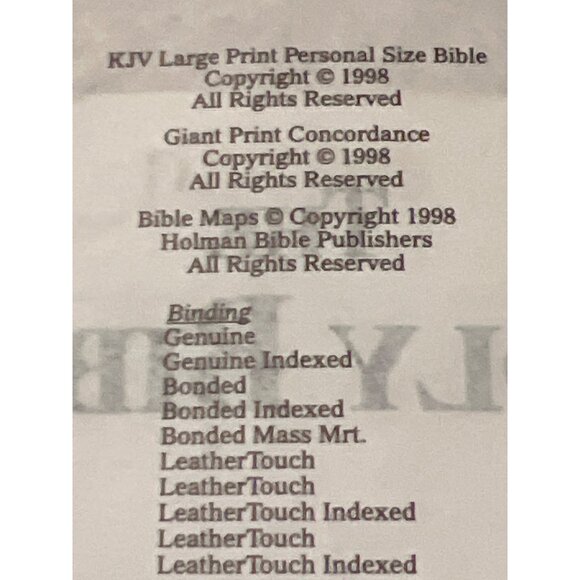 KJV Large Print Personal Size Bible Genuine LeatherTouch Holman Indexed - Picture 2 of 9
